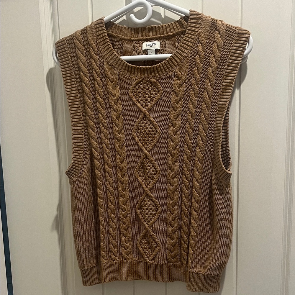 J. Crew Woman’s 100% cotton Tan Cable Knit Sweater Vest